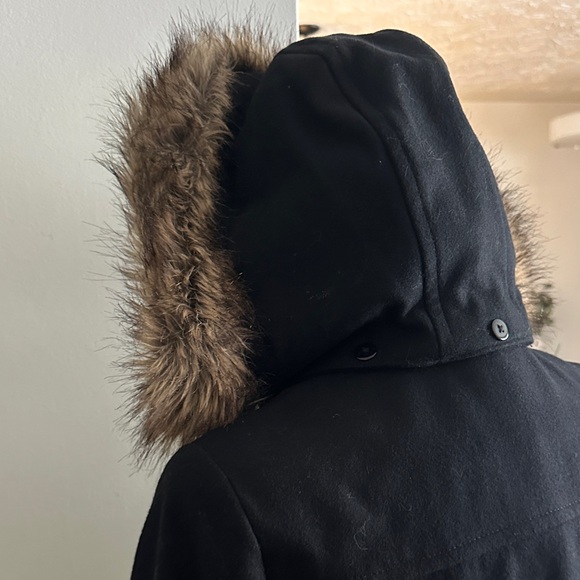 Esprit Women's Black Fur-Trimmed Hooded Coat - medium - Picture 13 of 16